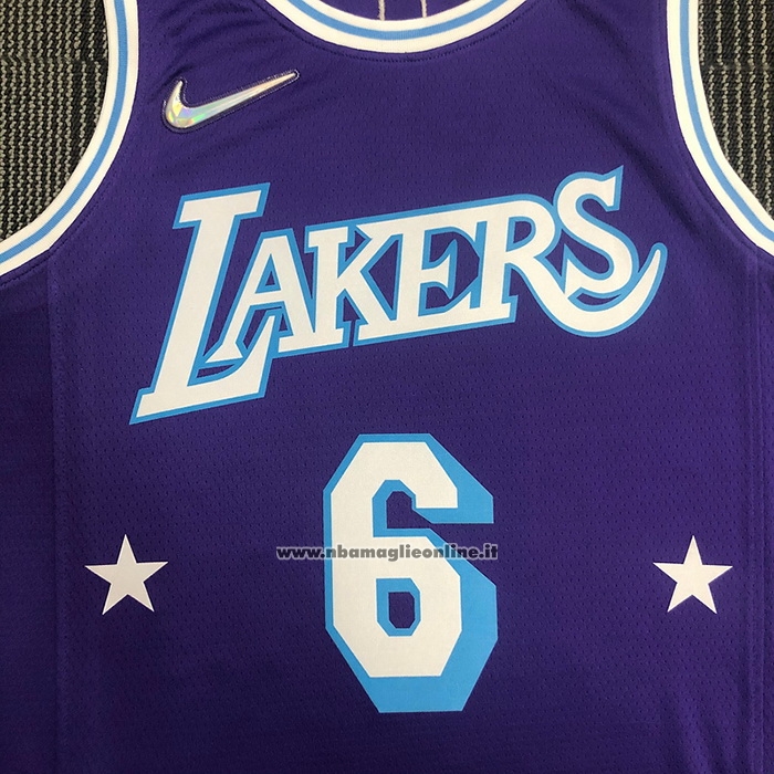 Maglia Los Angeles Lakers LeBron James #6 Citta Edition 2021-22 Viola
